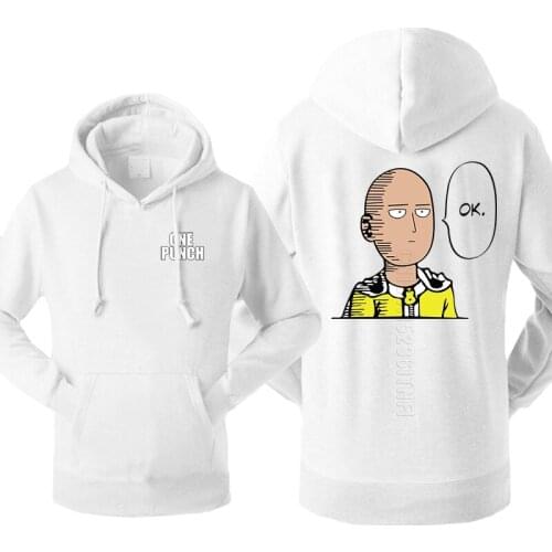 Japan Anime Mens One Punch Man Hoodies Streetwear Harajuku OK One Punch Sweatshirt Sportswear Pullover