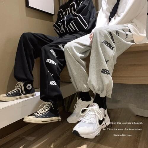 Letter Sweatpants Thick Velvet Joggers For Women Winter Warm Beam Feet Pants High Waist Straight Trousers Fleece Pants Teens