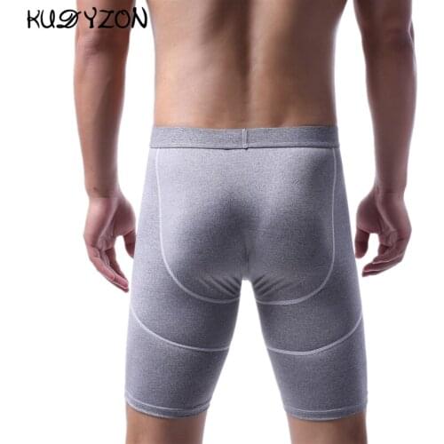 Long Men Boxer Underwear Men Boxers Breathable Silk Men Underwear Boxers Mid-rise Long Underpants Sexy Penis Pouch Men Panties