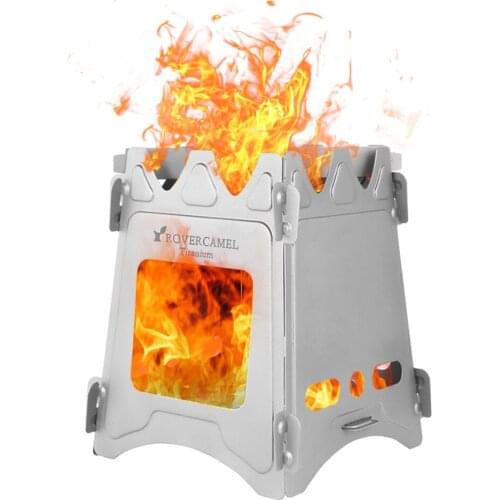 Camping Wood Stove Portable Folding Lightweight Titanium Wood Burning Backpacking Stove for Outdoor Survival Cooking Picnic