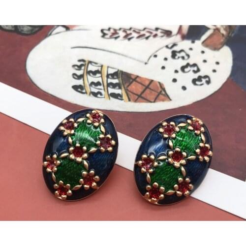 Vintage Retro Flower Drip Glaze Earrings Statement Brincos Gifts Fashion Jewelry