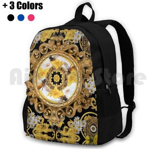 Yellow Rose And Bees Vintage Kitsch Baroque Scarf Iphone Case Digital Bag Print Designed By Mysticladyart Outdoor Hiking