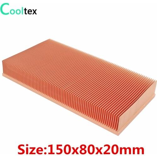High power) Pure Copper Heatsink 150x80x20mm Skiving Fin Heat Sink Radiator For Electronic Chip LED Cooling Cooler