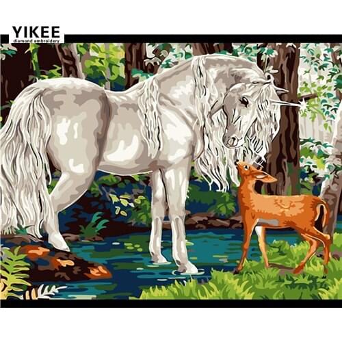YIKEE diamond mosaic horse Full Square Diamond Embroidery Sale Diamond Art Mosaic Crystal Handicraft Wall q2217