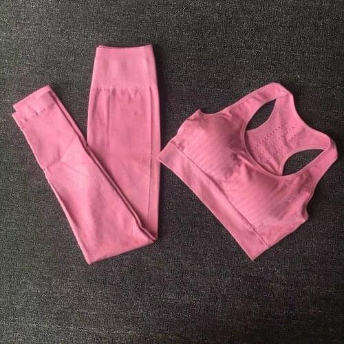 Fitness Women Yoga Set Gym 2-Piece Bra + Seamless Tights Push-Up Pants Exercise Mat Workout Running Wear Sportswear Set