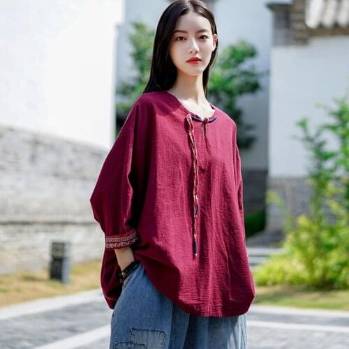 Retro Style Yoga Suit Female Meditating Tai Chi Buckle Hanfu Cotton And Linen Fashion Casual Loose Martial Arts Shirt
