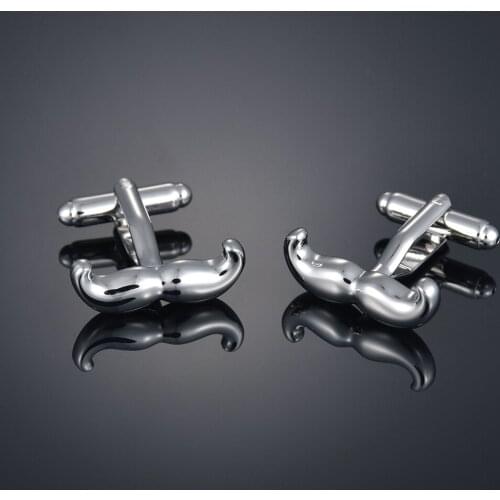 1 Pair High Quality Novelty Design Moustache Cufflinks For Men Luxry Copper Material Silver Color Cuff Links French Shirt Suit