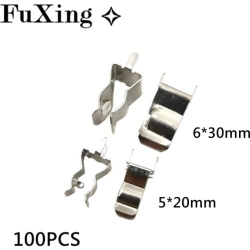 100pcs 5*20mm 6*30MM Fuse Holder Clips Glass Quick Fast Blow Fuses Welding Holder 5X20MM 6X30MM Copper clip 0.3 thickness HOT
