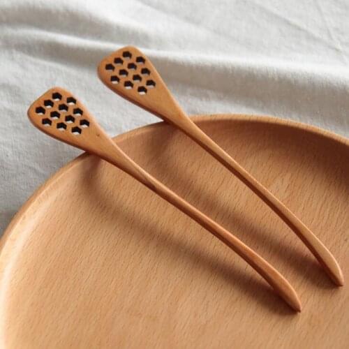 100pcs/lot Natural Wooden Honey Stick Kitchen Supplies Honey Stirrer Stirring Long Spoon Honeycomb Honey Dipper LX2140