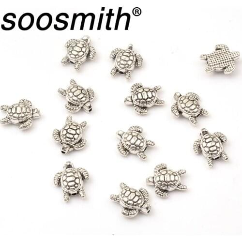 15pcs Creative Small Turtle-Shaped Metal Beads 12x13.5mm Size Zinc Alloy Metal Beads For Jewelry Making DIY Accessorie Wholesale