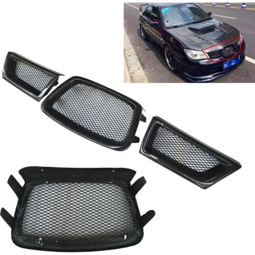 3pcs/set Carbon Fiber Front Mesh Grille For Subaru Impreza WRX STi 9th 2006-2007