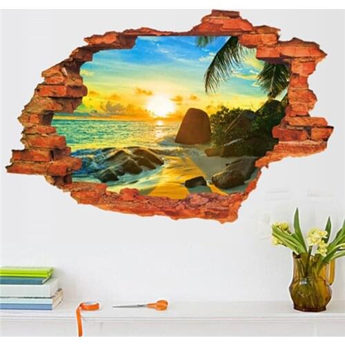 3Dstickers Coastal scenery Home decoration wallpaper Home Decorations artistic style wall poster Bedroom room