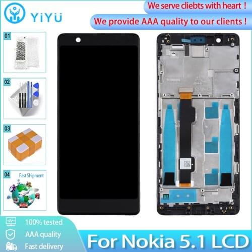 5.5" Original For Nokia 5.1 LCD Display Touch Screen Digitizer Replacement Assembly+Frame For Nokia 5 2018 N5.1 LCD Display