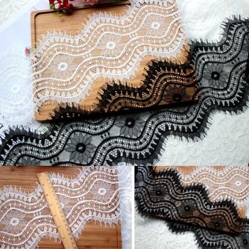 9yards Width 17CM White eyelash Lace Trim fabric lace ribbon Embroidery Diy wedding dress Clothes sash decoration Accessories