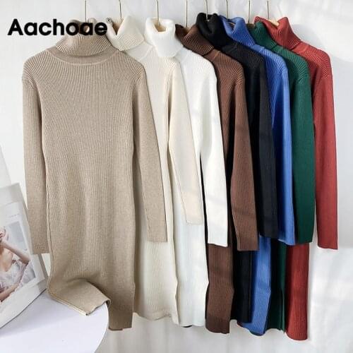 Модные вязаные платья Aachoae China At AliExpress