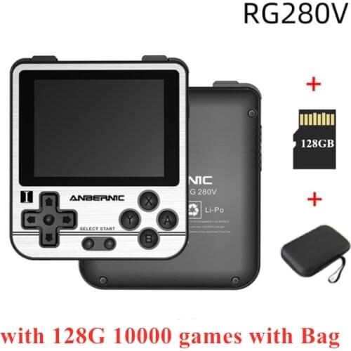 ANBERNIC RG280V 2.8 Inch IPS Mini Handheld Video Game Player 128G 10000 Retro Games Console Open Source Gaming Box With Gift Bag