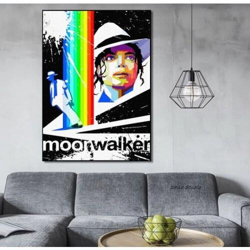 Free Shipping Graffiti Cartoon Painting 100%Hand Painted Oil Painting Michael Jackson On Canvas For Kids Room Decoration
