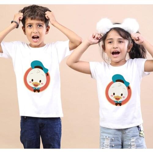 T shirt Children Disney Donald Duck White Cartoon Kawaii Tshirt Summer Harajuku Casual Baby Girl Boy Kids Unisex T-Shirt