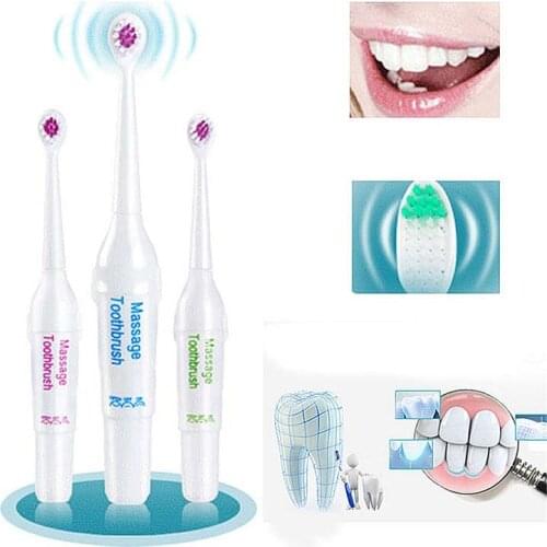 Battery Powed Electric Toothbrush with 3 Brush Heads Oral Hygiene Health Products Replacement Brush Head Family Set Travel