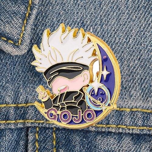 LT951 Gojo Satoru Jujutsu Kaisen Anime Enamel Pins Custom Lapel Badge Jewelry For Backpack Decoration Friends Gift Accessories