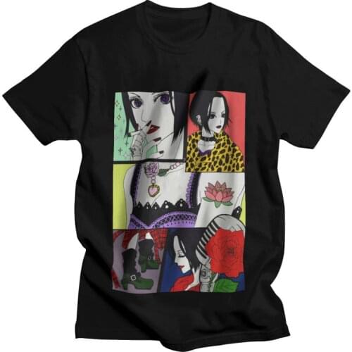 Mens Nana Osaki T-Shirt Fashion Ai Yazawa Anime Manga Black Stones Tshirt Short Sleeve Hip Hop T Shirt Homme 100% Cotton Tee