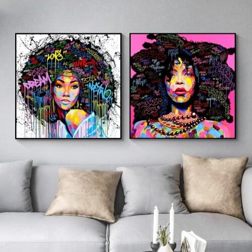 Graffiti Street Art Canvas Painting Abstract Colorful Women Posters and Prints Wall Art Picture for Living Room Bedroom Decor