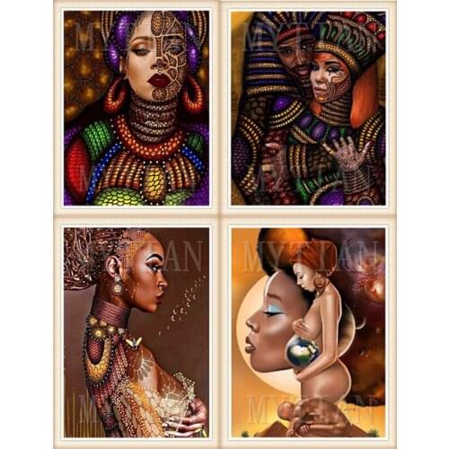 Paintings diamonds round Mosaic picture African woman diamond Embroidery Full Square Diy Diamond Painting Cross Stitch girl gift