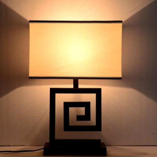 Classic Chinese style retro fabric iron table lamps for bedroom E27 led in creative bedside decor table lights for hotel