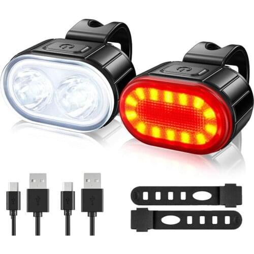 Q3 Waterproof Bicycle Lamp Set Front Light Rear Light Set Bicycle Supplies IPX4 Waterproof Construction Lamp