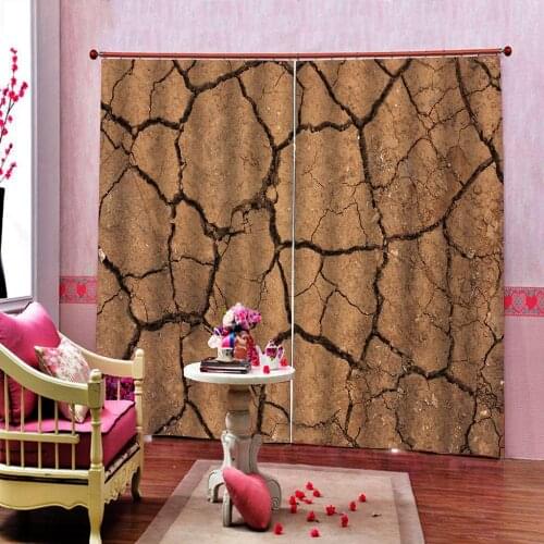 Brown land curtains photo Blackout Window Drapes Luxury 3D Curtains For Living room Decoration curtains