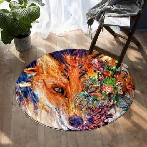 Bedroom Carpet Fox Cartoon Rug Living Room Decoration Carpet Leaf Flower Round Floor Mat Modern Living Room Decoration Doormat