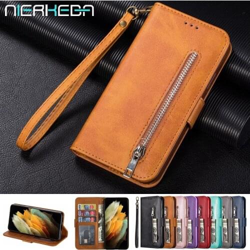Zipper Leather Case For Samsung Galaxy S21 S20 FE S10 Plus Note20 A12 A42 A51 A71 A31 A41 A21 A11 M51 M31 M31S Flip Wallet Cover