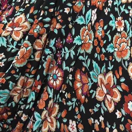 LEO&LIN Elastic Modal High - End Dress Printing Flower Cotton Knitted Summer Clothing Wholesale Skirt Fabric