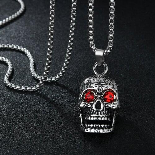 Hot Selling Fashion Novelty Stereo Skull Pendant Necklace Chains Christmas Present Halloween Jewelry Gothic Accessoriess