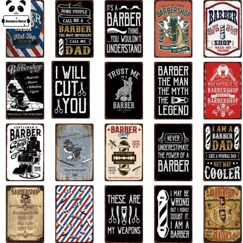 Barber Tin Sign Plaque Metal Vintage Metal Sign Retro Barber Shop Signs Tin Poster Metal Wall Art Barber Decor Wall Decoration