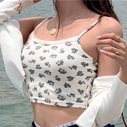 Sweet E-girl Stpaghetti Straped Floral Summer Harvest Tops Vintage Lace Backless Apricot Tops Fashion Flowers Top Camisole Tops