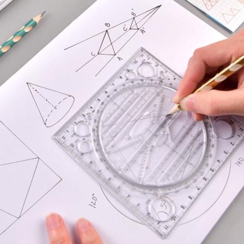 Multifunctional Drawing Template Art Design Architect Stereo Geometry Ellipse Drafting Scale Ruler Measuring Tool Multipurpose