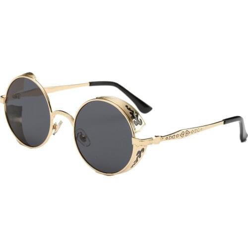 Simvey Fashion Retro Steampunk Glasses Women Men Vintage Coating Mirrored Round Circle Metal Punk Mirror Gothic Sun Glasses