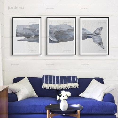 Nautical Sperm Whale Painting Beach House Wall Art Canvas Posters and Prints Wall Pictures Room for Living Home Decorations
