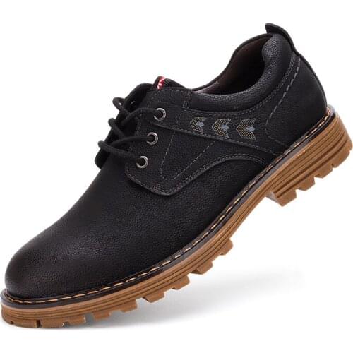 Mens high-end leather outdoor casual Martin shoes, fashionable wear-resistant tooling shoes, four seasons mens leather shoes