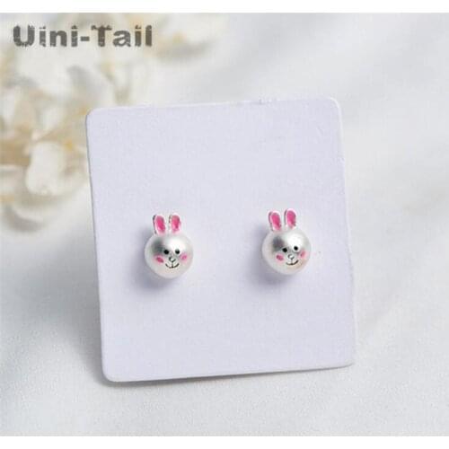 Uini-Tail 2019 new listing 925 sterling silver matte white rabbit earrings simple cute fashion trend high quality jewelry ED385