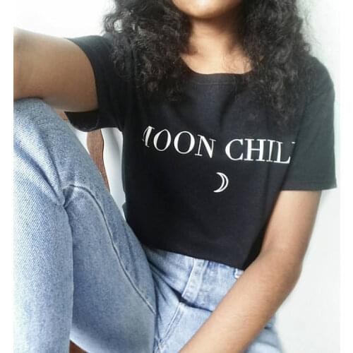 New Arrive Casual Short Sleeve Crewneck Moon Child T-Shirt Moon Harajuku Funny Tops Cotton Hipster Tumbrl Shirt Outfits Tees