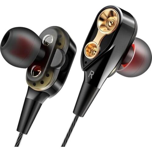Upgraded version 3.5mm Wired Earphone Dual Drive Stereo In-ear Headset Earbuds Bass Earphones With Mic For IPhone Samsung Sport