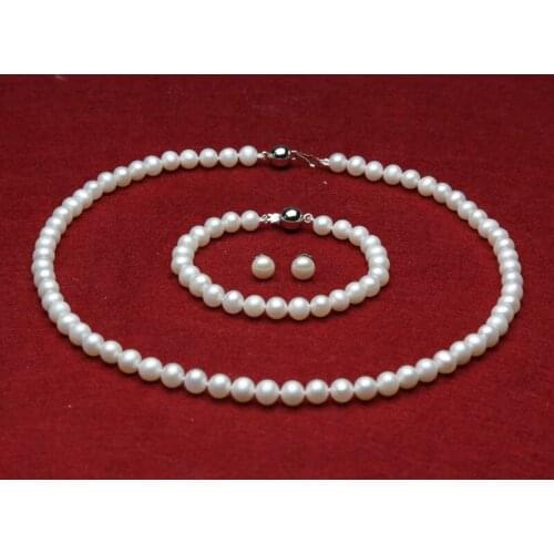 Prett Lovely Womens Wedding RD588 S7D shipping>>s164 a Sets AAA 8-9mm white round freshwater pearl necklace bracelet earri