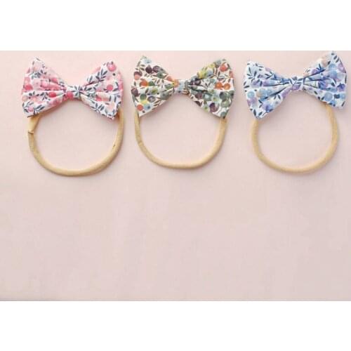 Infant Toddler Summer flower Headband Watercolor Floral Mini Bow Fnished on nylon Floral Spring Bow Hair Accessories HB364D