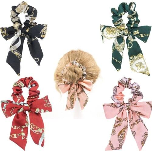 Furling Girl 1 PC Stain Fabric Bowknot Elastic Hair Bands Multi Functional Headbands Cords Belt Chain Printing Hair Scrunchies