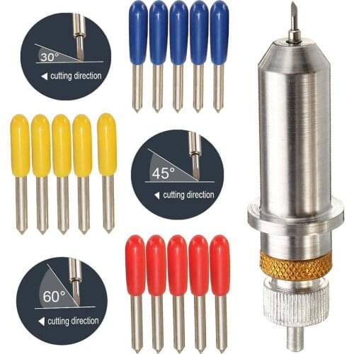 15Pcs/set Aluminum Alloy Cutting Plotter 30 45 60 Degree Blades Cutting Plotter For MH365/MH721/MH1101 Vinyl Cutter Blade Set