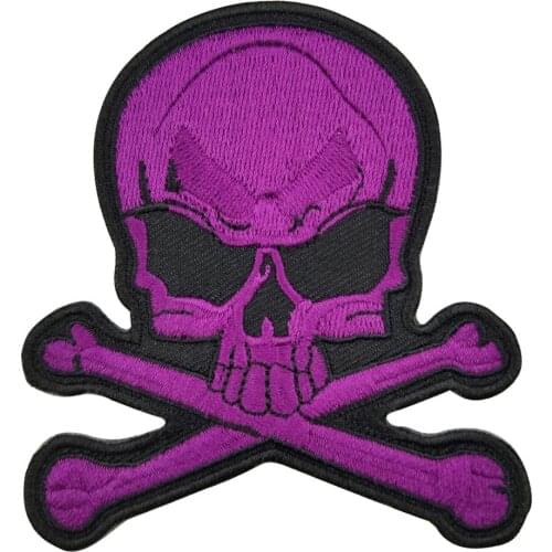 Purple Skull High Quality Embroidered Iron on Patch for Motorcycle Biker Punk Clothing Accessories Jacket Vest DIY Logo Badges