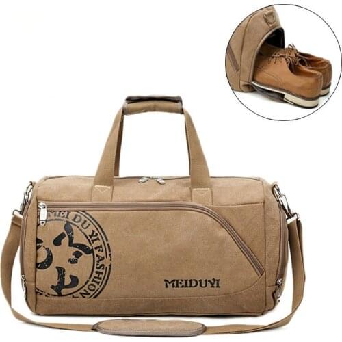 Scione Vintage Sports Travel Bags Men Canvas Luggage Hand Crossbody Bag Large Casual Durable Printing Shoulder Shoe Pack Storage