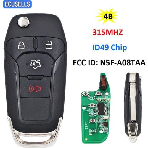 3+1/4 Button Folding Remote Smart Car Key 315Mhz Hitagpro / 49 Chip FCC ID: N5F-A08TAA for Ford Fusion 2013 - 2015 HU101 Blade